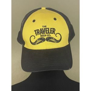 The Traveler Beer Company Hat Yellow Black Snapback Adjustable Cap Trucker
